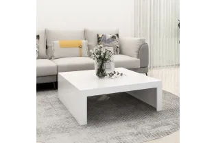 Table basse blanc 100x100x35 cm bois d'ingénierie