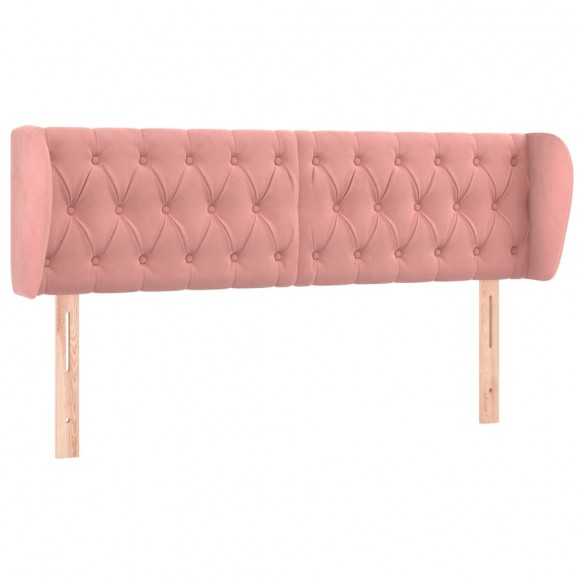 Tête de lit avec oreilles Rose 147x23x78/88 cm Velours