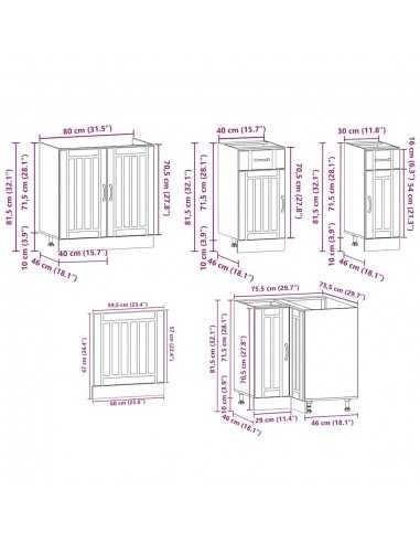 Ensemble d'armoires de cuisine 11 pcs Kalmar bois d'ingénierie