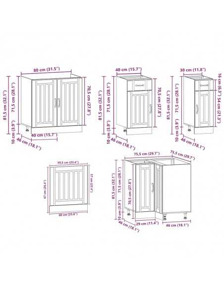 Ensemble d'armoires de cuisine 11 pcs Kalmar bois d'ingénierie