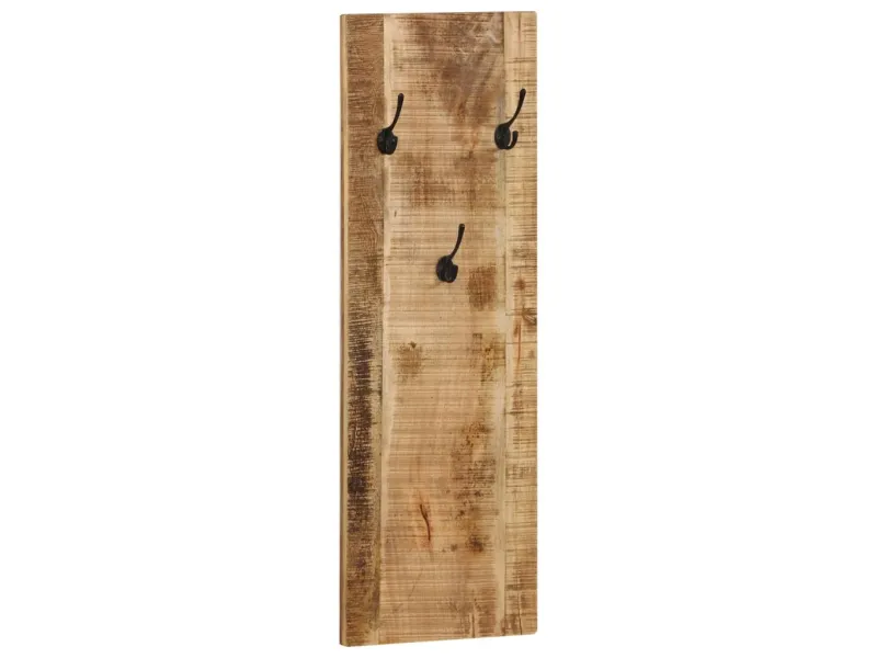 Porte-manteau mural 2 pcs Bois de manguier massif 36x110x3 cm