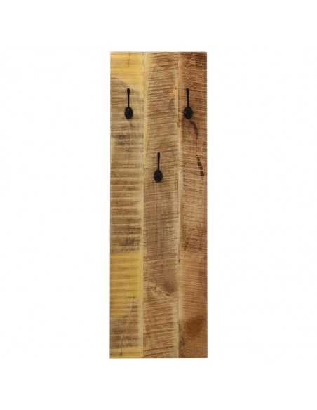 Porte-manteau mural 2 pcs Bois de manguier massif 36x110x3 cm