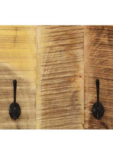 Porte-manteau mural 2 pcs Bois de manguier massif 36x110x3 cm