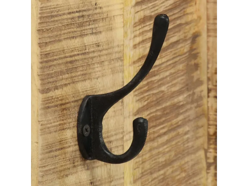 Porte-manteau mural 2 pcs Bois de manguier massif 36x110x3 cm