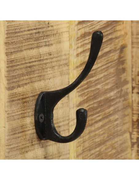 Porte-manteau mural 2 pcs Bois de manguier massif 36x110x3 cm