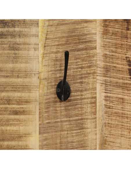 Porte-manteau mural 2 pcs Bois de manguier massif 36x110x3 cm