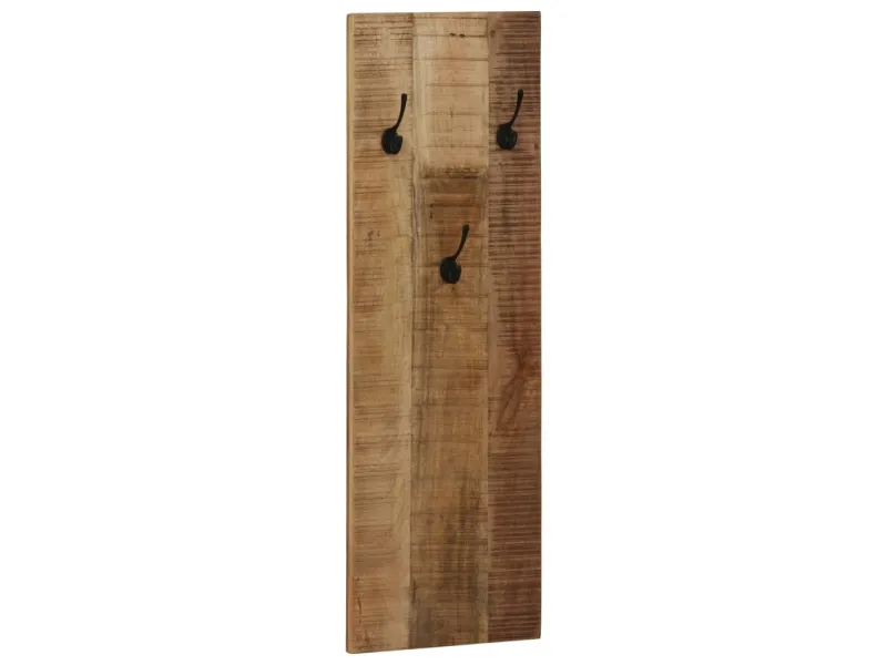 Porte-manteau mural 2 pcs Bois de manguier massif 36x110x3 cm