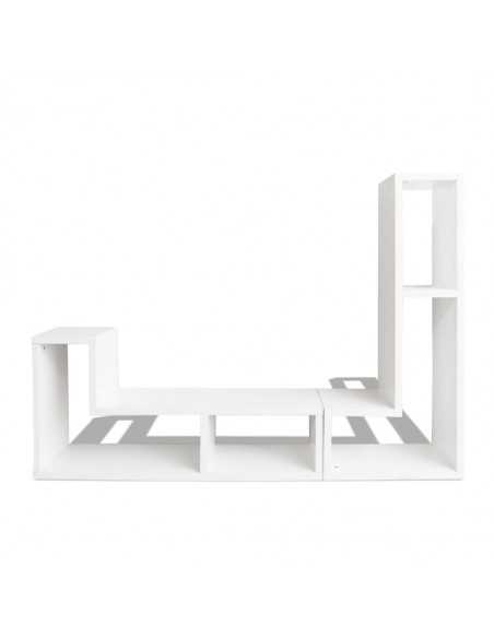 Meuble TV double en forme de L Blanc