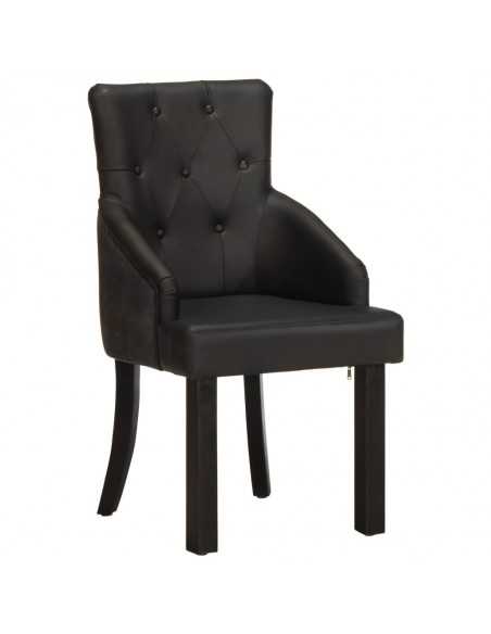 Chaises à manger lot de 2 noir cuir de chèvre véritable