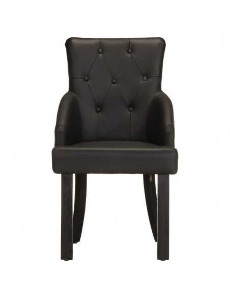 Chaises à manger lot de 2 noir cuir de chèvre véritable