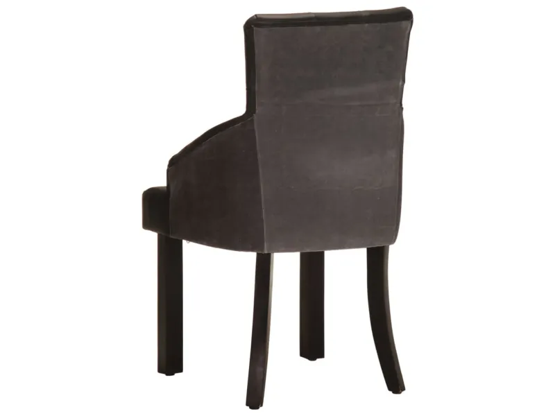 Chaises à manger lot de 2 noir cuir de chèvre véritable