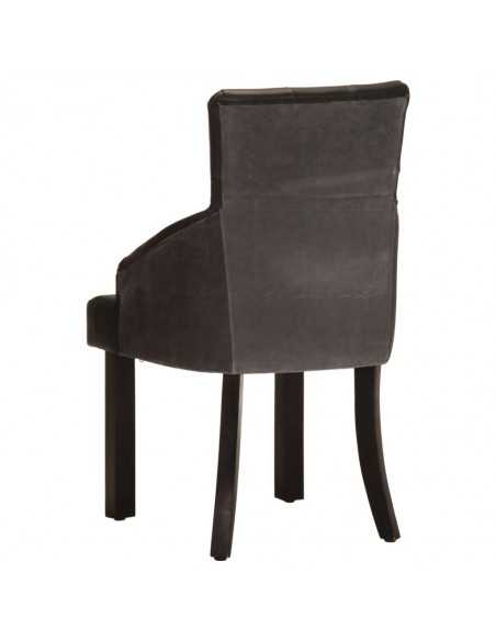 Chaises à manger lot de 2 noir cuir de chèvre véritable