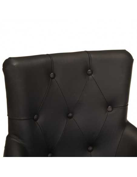 Chaises à manger lot de 2 noir cuir de chèvre véritable