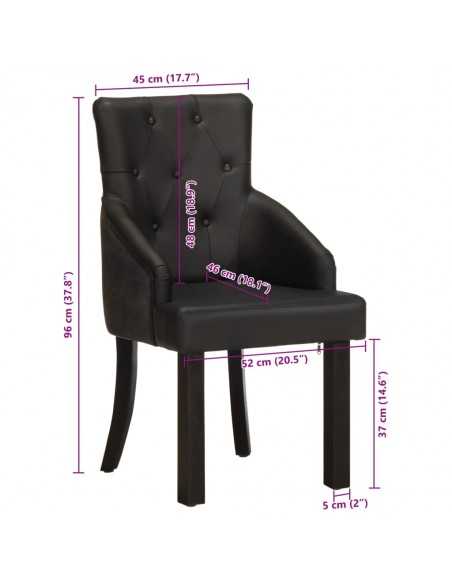 Chaises à manger lot de 2 noir cuir de chèvre véritable