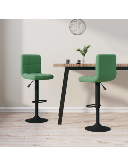 Tabourets de bar lot de 2 vert foncé velours