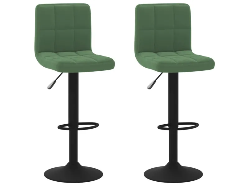 Tabourets de bar lot de 2 vert foncé velours