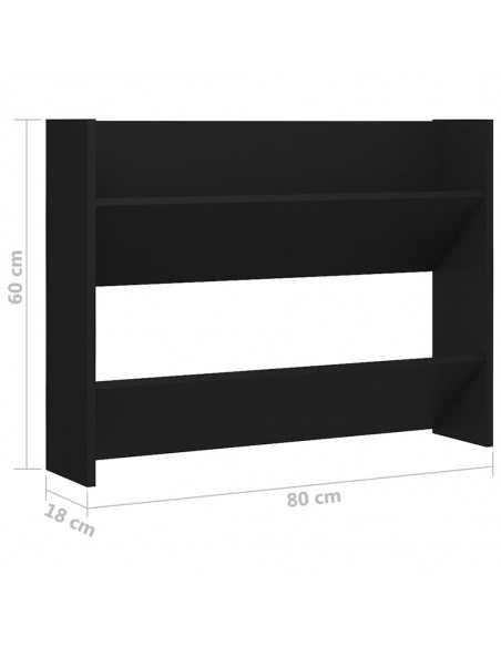 Armoire à chaussures murale Noir 80x18x60 cm Aggloméré