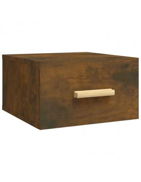 Table de chevet murale chêne fumé 35x35x20 cm