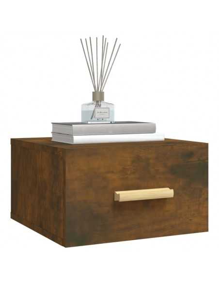 Table de chevet murale chêne fumé 35x35x20 cm