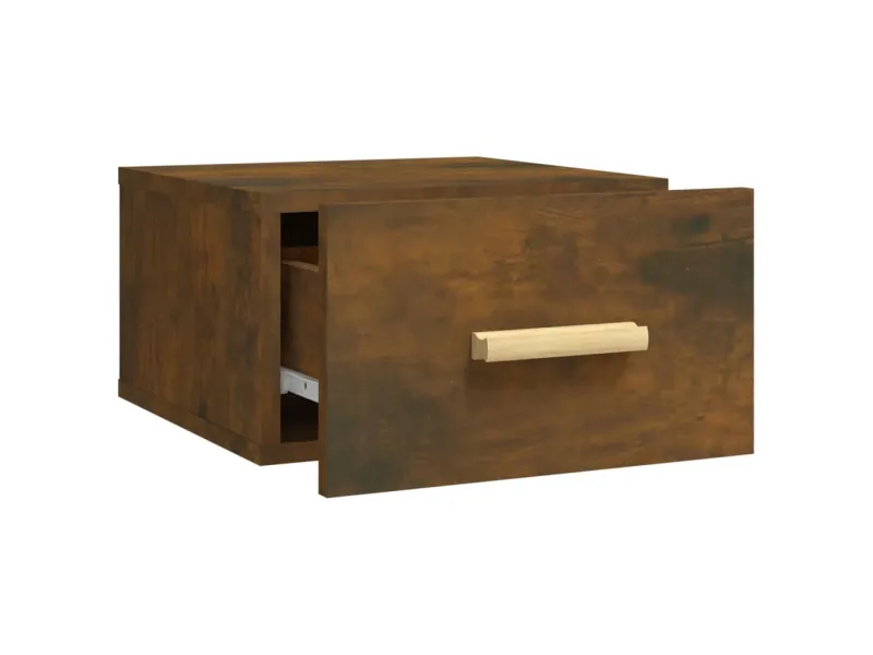 Table de chevet murale chêne fumé 35x35x20 cm