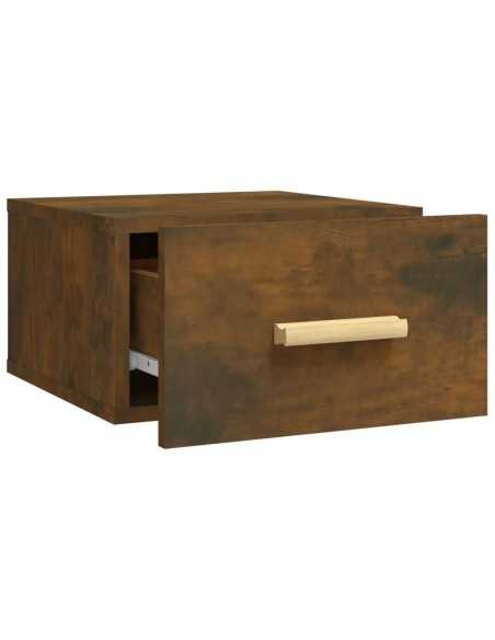 Table de chevet murale chêne fumé 35x35x20 cm