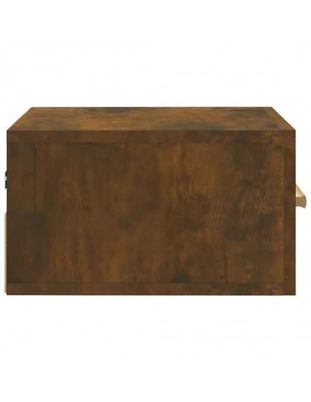Table de chevet murale chêne fumé 35x35x20 cm