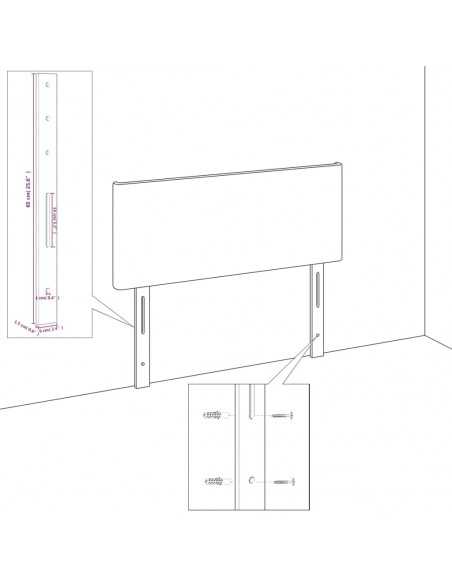 Tête de lit avec oreilles Rose 163x23x78/88 cm Velours