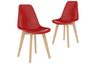 Chaises à manger lot de 2 rouge plastique