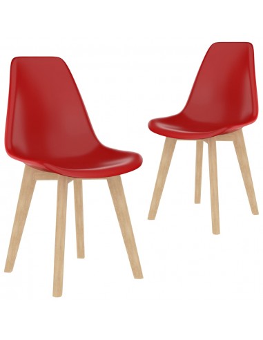 Chaises à manger lot de 2 rouge plastique