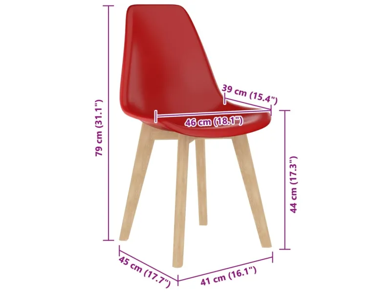 Chaises à manger lot de 2 rouge plastique