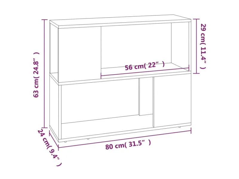 Bibliothèque/Séparateur de pièce Chêne marron 80x24x63 cm