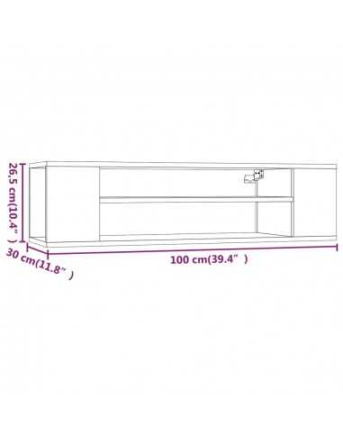 Armoire TV suspendue Chêne marron 100x30x26,5cm Bois Ingénierie