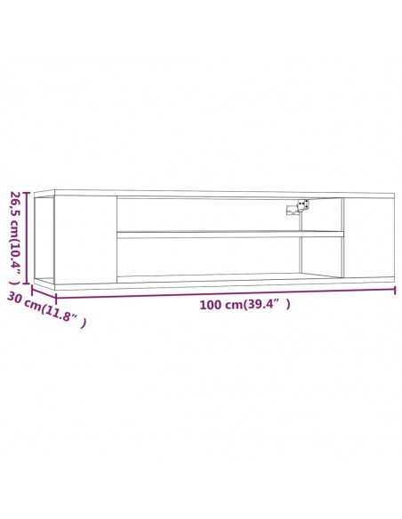 Armoire TV suspendue Chêne marron 100x30x26,5cm Bois Ingénierie