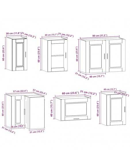 Ensemble d'armoires de cuisine 11 pcs Porto bois d'ingénierie