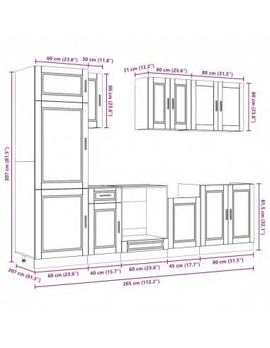 Ensemble d'armoires de cuisine 8 pcs Kalmar bois d'ingénierie
