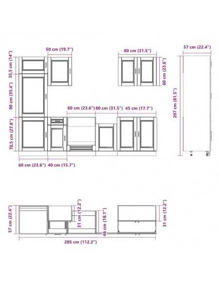 Ensemble d'armoires de cuisine 7 pcs Kalmar bois d'ingénierie