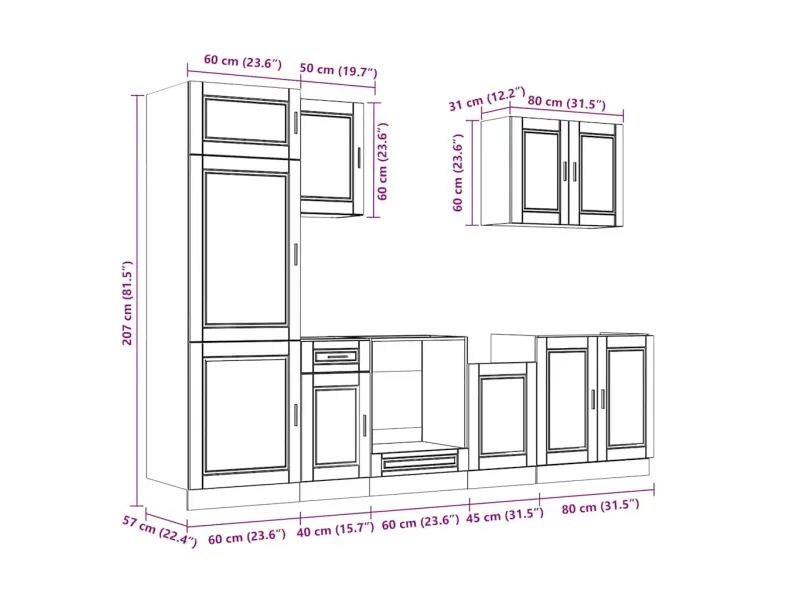 Ensemble d'armoires de cuisine 7 pcs Kalmar bois d'ingénierie