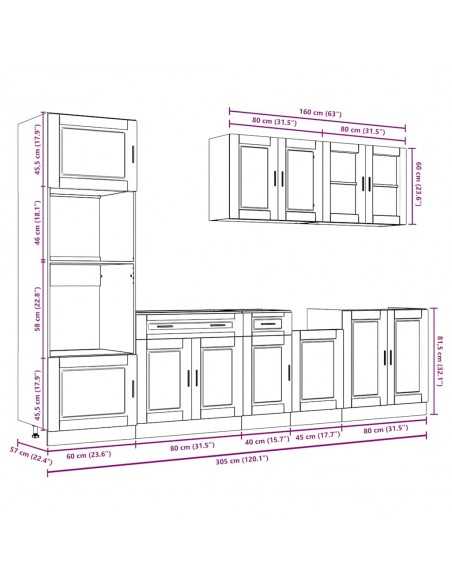 Ensemble d'armoires de cuisine 7 pcs Kalmar bois d'ingénierie