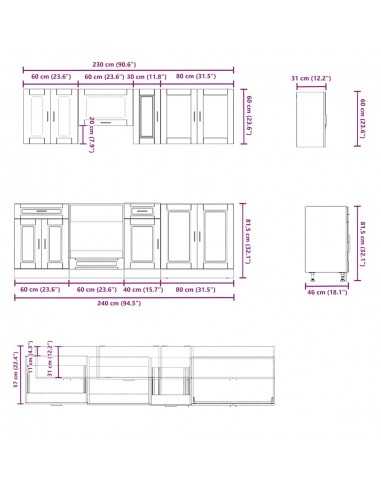 Ensemble d'armoires de cuisine 8 pcs Kalmar blanc brillant