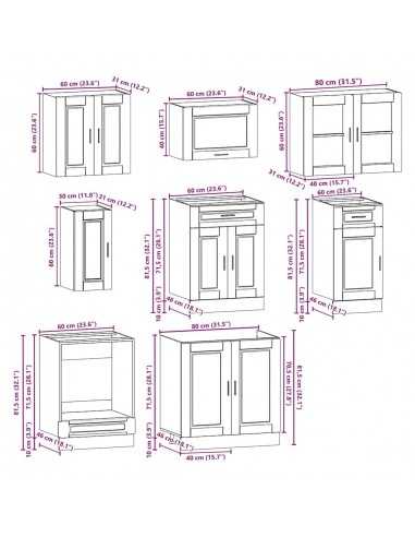 Ensemble d'armoires de cuisine 8 pcs Kalmar blanc brillant
