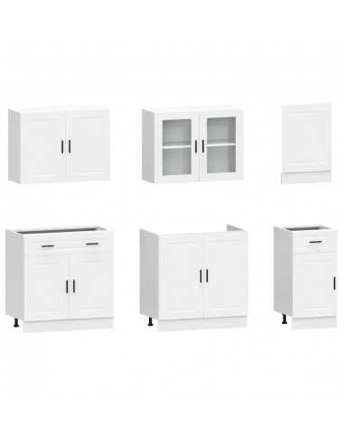 Ensemble d'armoires cuisine 7pcs Kalmar blanc bois d'ingénierie
