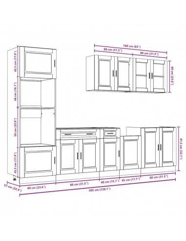 Ensemble d'armoires cuisine 7pcs Kalmar blanc bois d'ingénierie
