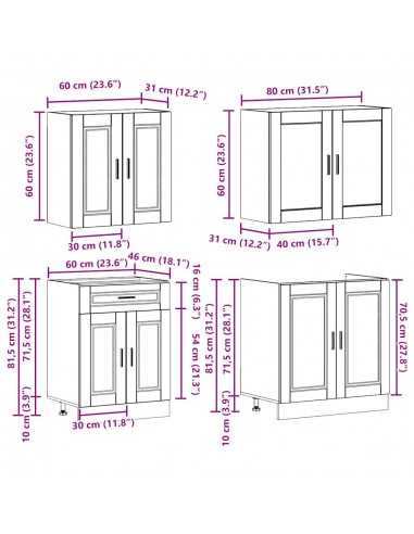 Ensemble d'armoires de cuisine 4 pcs Kalmar bois d'ingénierie