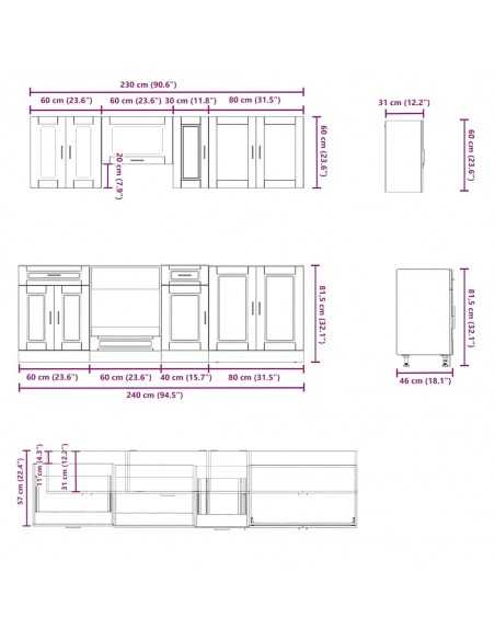 Ensemble d'armoires de cuisine 8 pcs Kalmar bois d'ingénierie