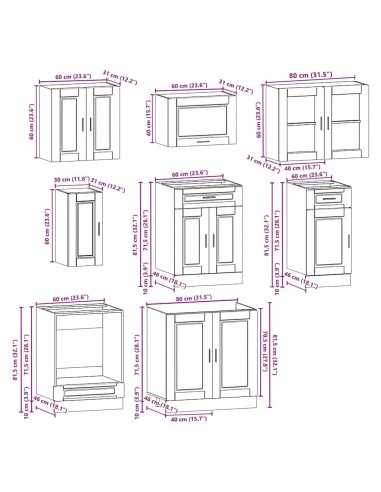 Ensemble d'armoires de cuisine 8 pcs Kalmar bois d'ingénierie