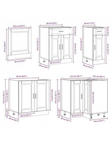 Ensemble d'armoires de cuisine 11 pcs Porto bois d'ingénierie