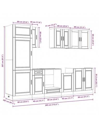 Ensemble d'armoires de cuisine 8 pcs Kalmar bois d'ingénierie