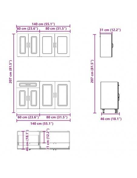 Ensemble d'armoires de cuisine 4 pcs Kalmar bois d'ingénierie