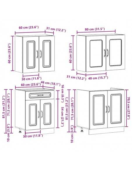 Ensemble d'armoires de cuisine 4 pcs Kalmar bois d'ingénierie