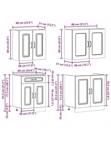 Ensemble d'armoires de cuisine 4 pcs Kalmar bois d'ingénierie